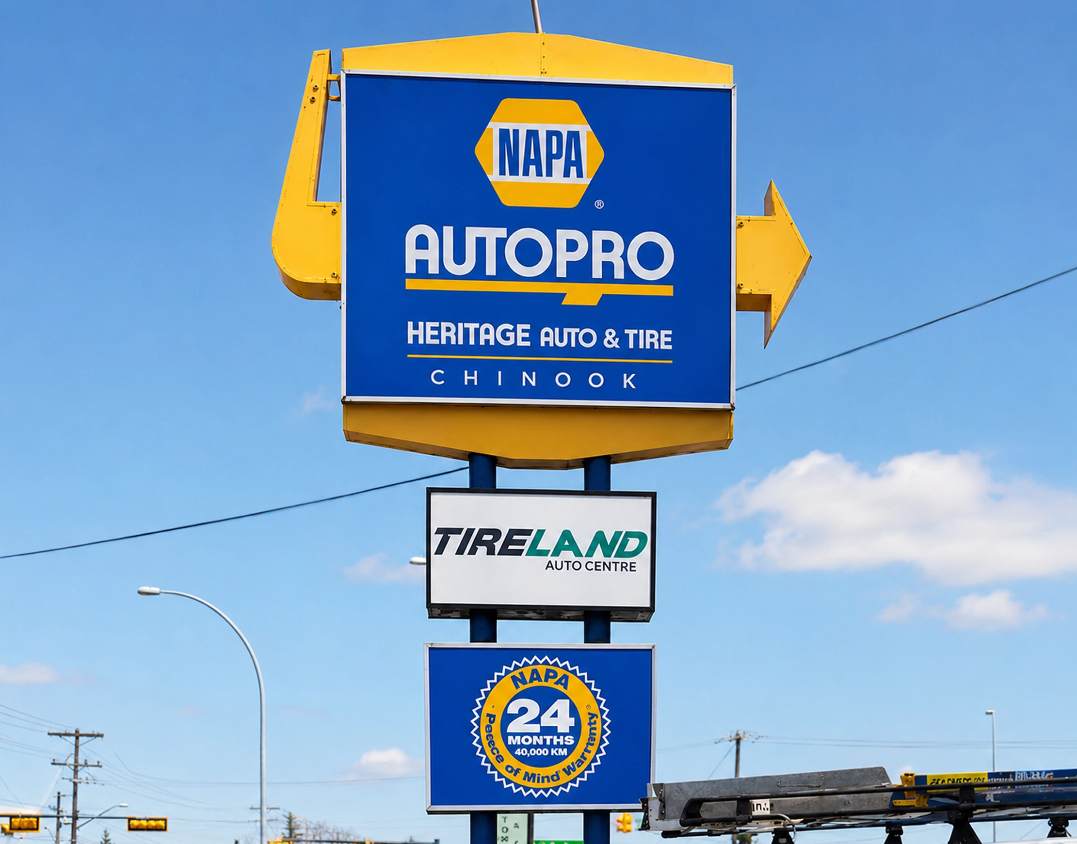 Heritage Auto Pro and Tire Calgary sign